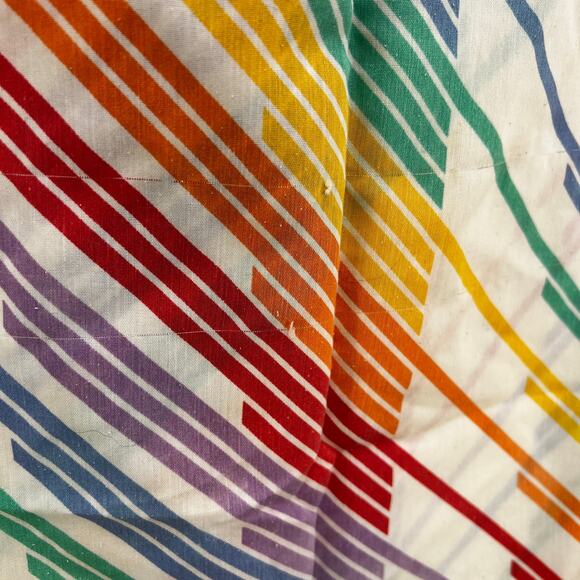 Vintage Rainbow Stripe Flat Bedsheet & Pillowcase Full Size Textile Supply - Picture 4 of 8